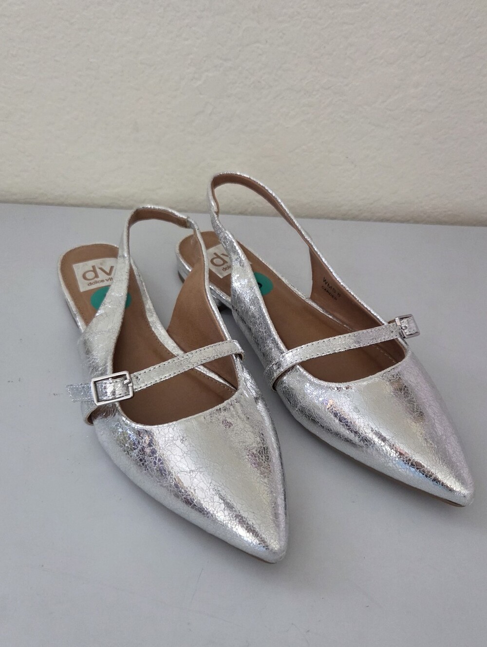 Dolce Vita Carder Slingback Silver Metallic Flats